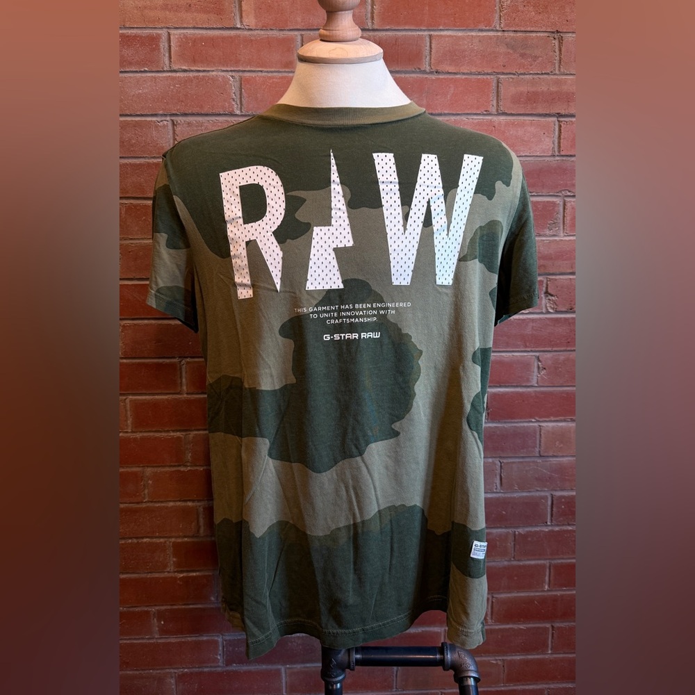 G-Star Men's Green Camo Tee